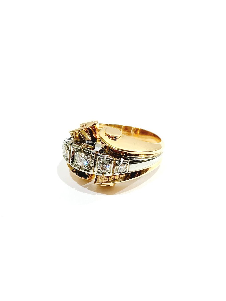 Gold And Diamond Tank Ring -photo-5