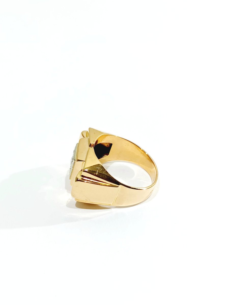 Gold And Diamond Tank Ring -photo-2