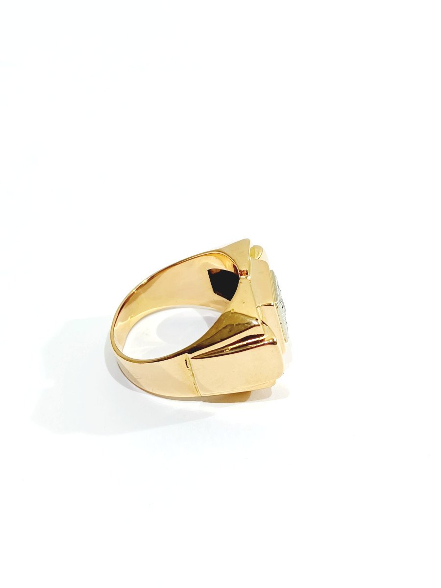 Gold And Diamond Tank Ring -photo-3