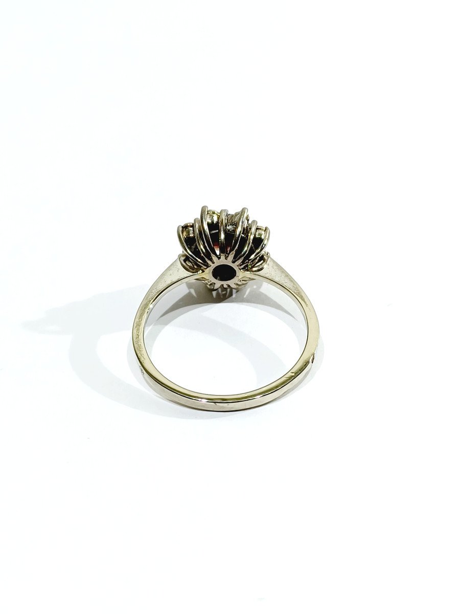 White Gold Garnet And Diamond Ring-photo-3