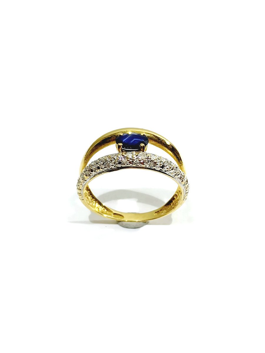 Bague Or Diamants Et Saphir-photo-2