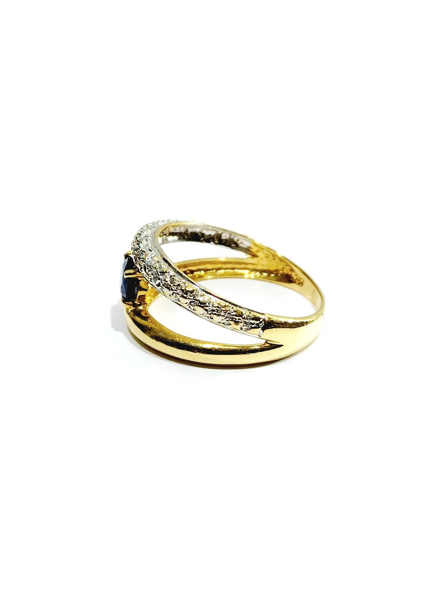 Bague Or Diamants Et Saphir-photo-2