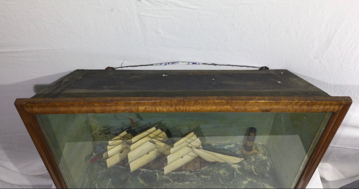 Diorama With Three Mast Ship Model -photo-6