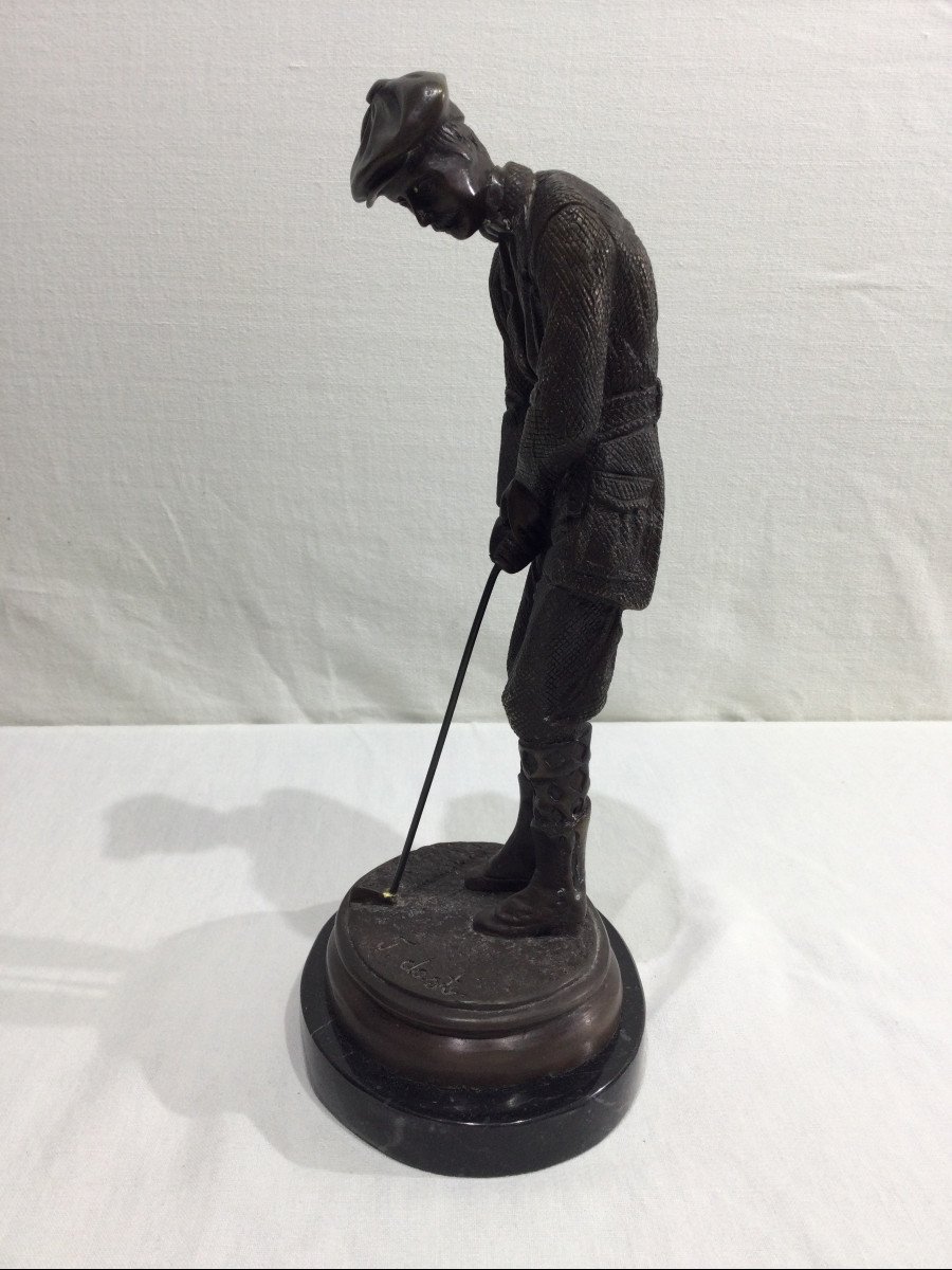 F. Daste – Golfeur En Bronze-photo-3