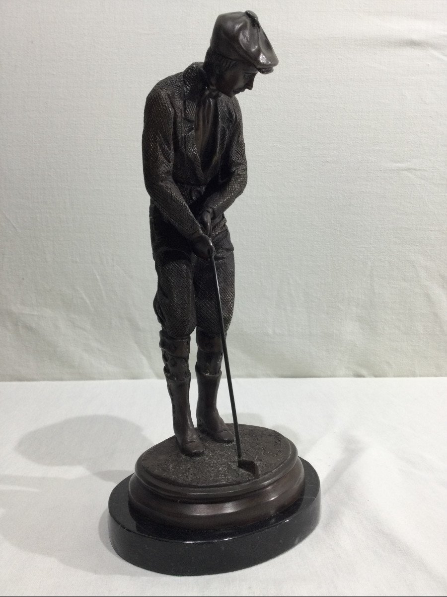 F. Daste – Golfeur En Bronze-photo-4