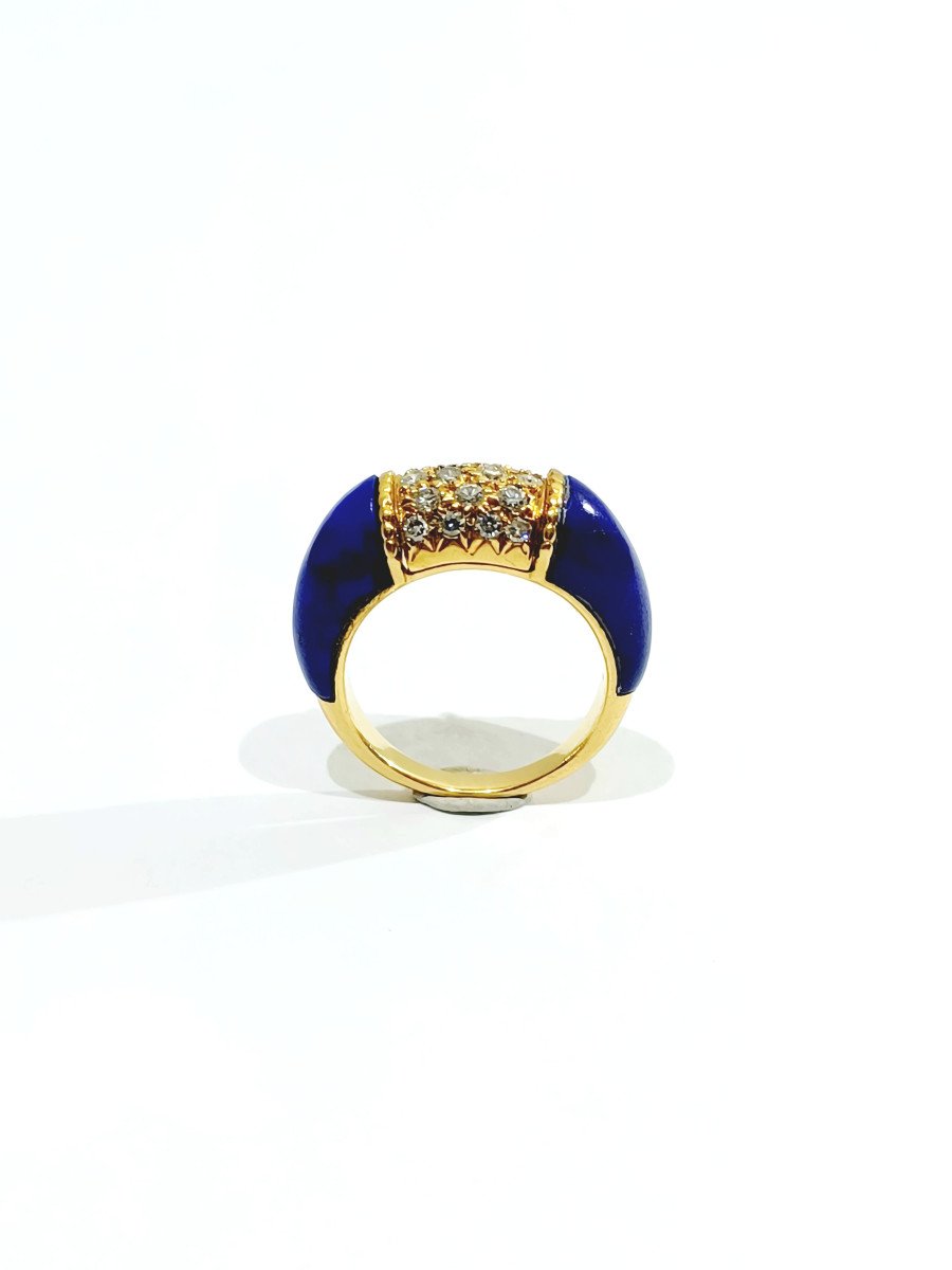 Gold Diamond And Lapis Lazuli Ring-photo-2