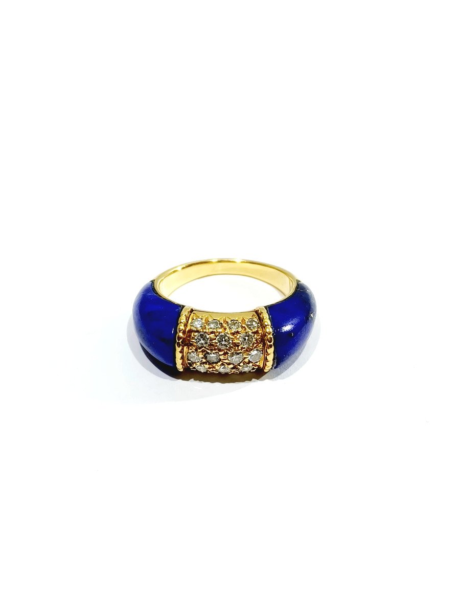 Gold Diamond And Lapis Lazuli Ring-photo-1