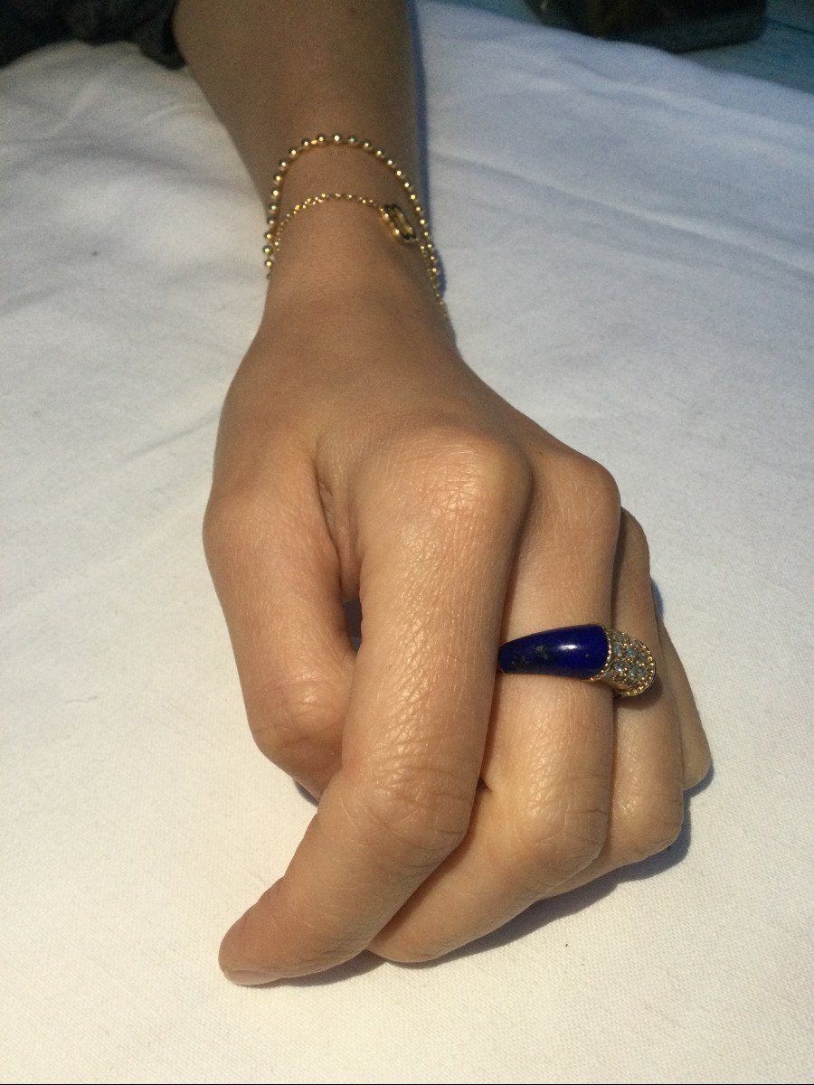 Gold Diamond And Lapis Lazuli Ring-photo-7