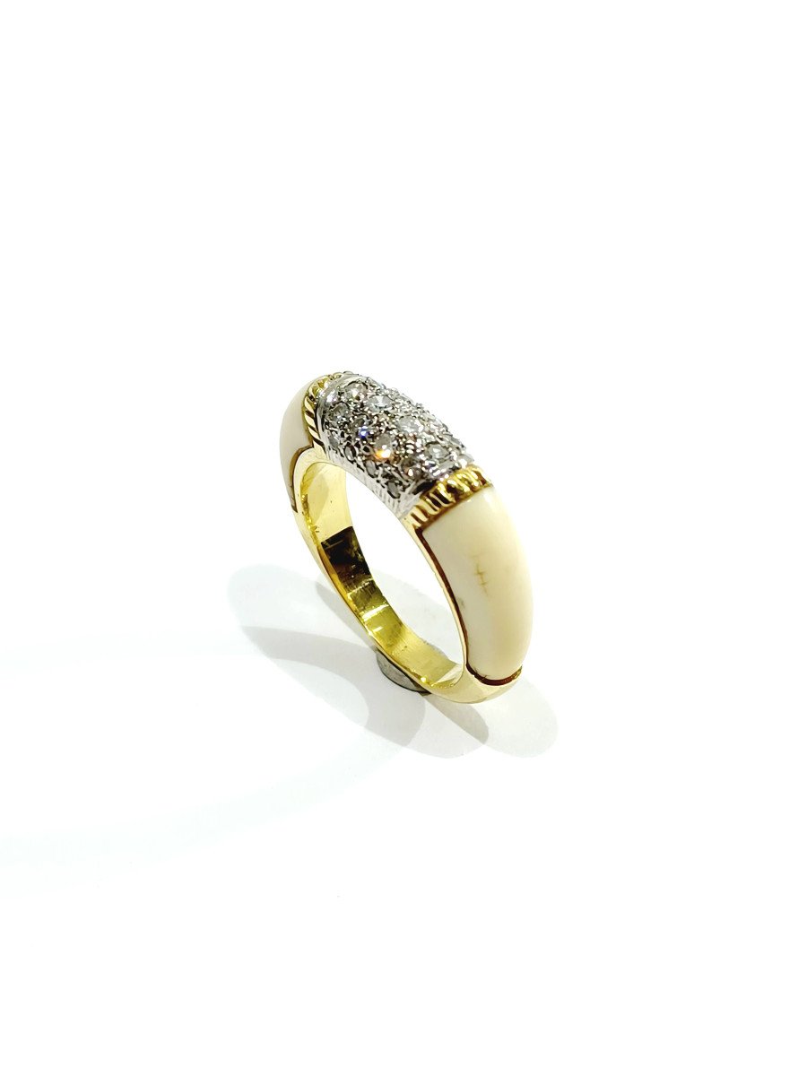 Bague Or Ivoire Et Diamants-photo-4