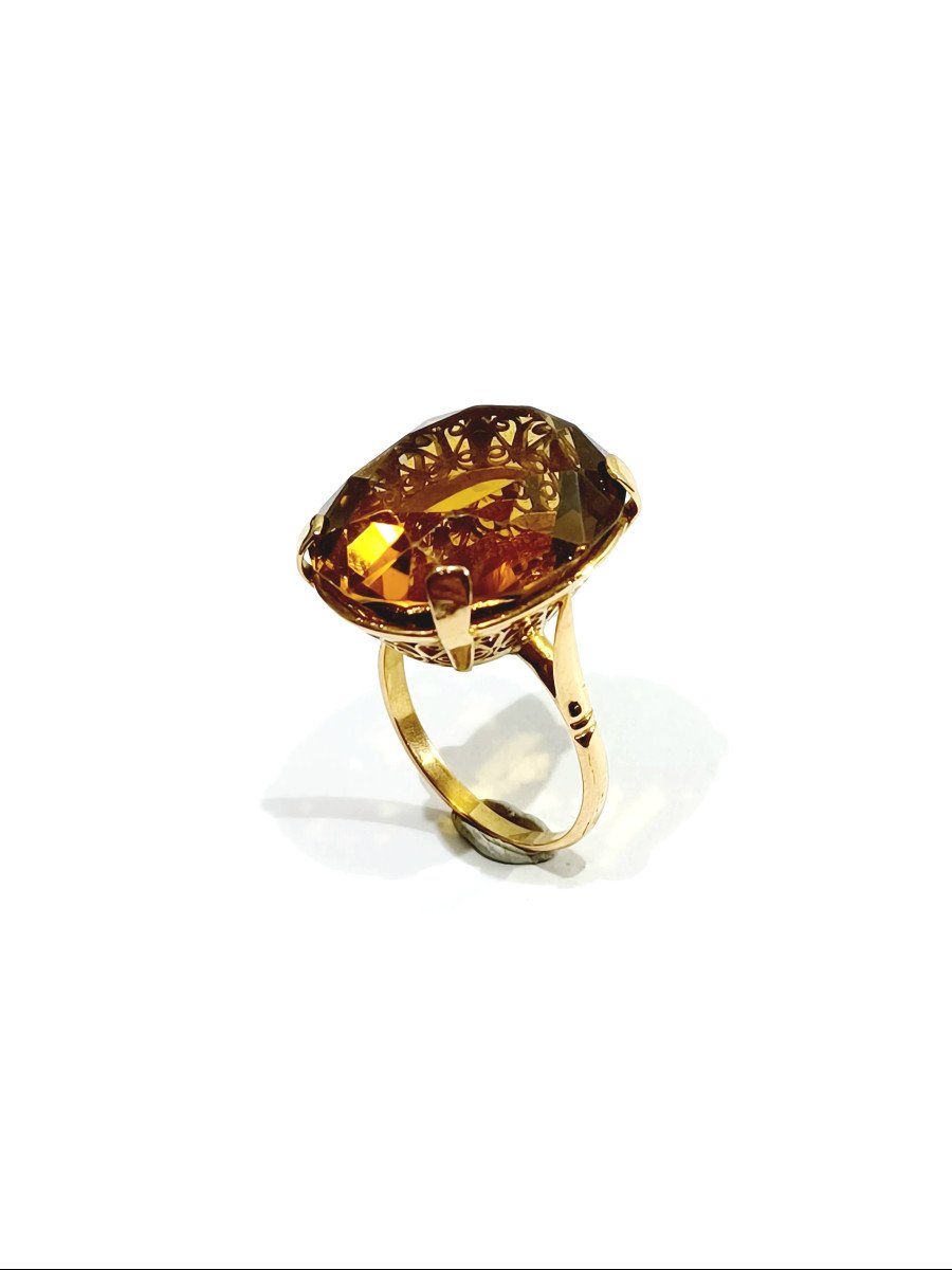 Bague Or Sertie d'Une Citrine-photo-4