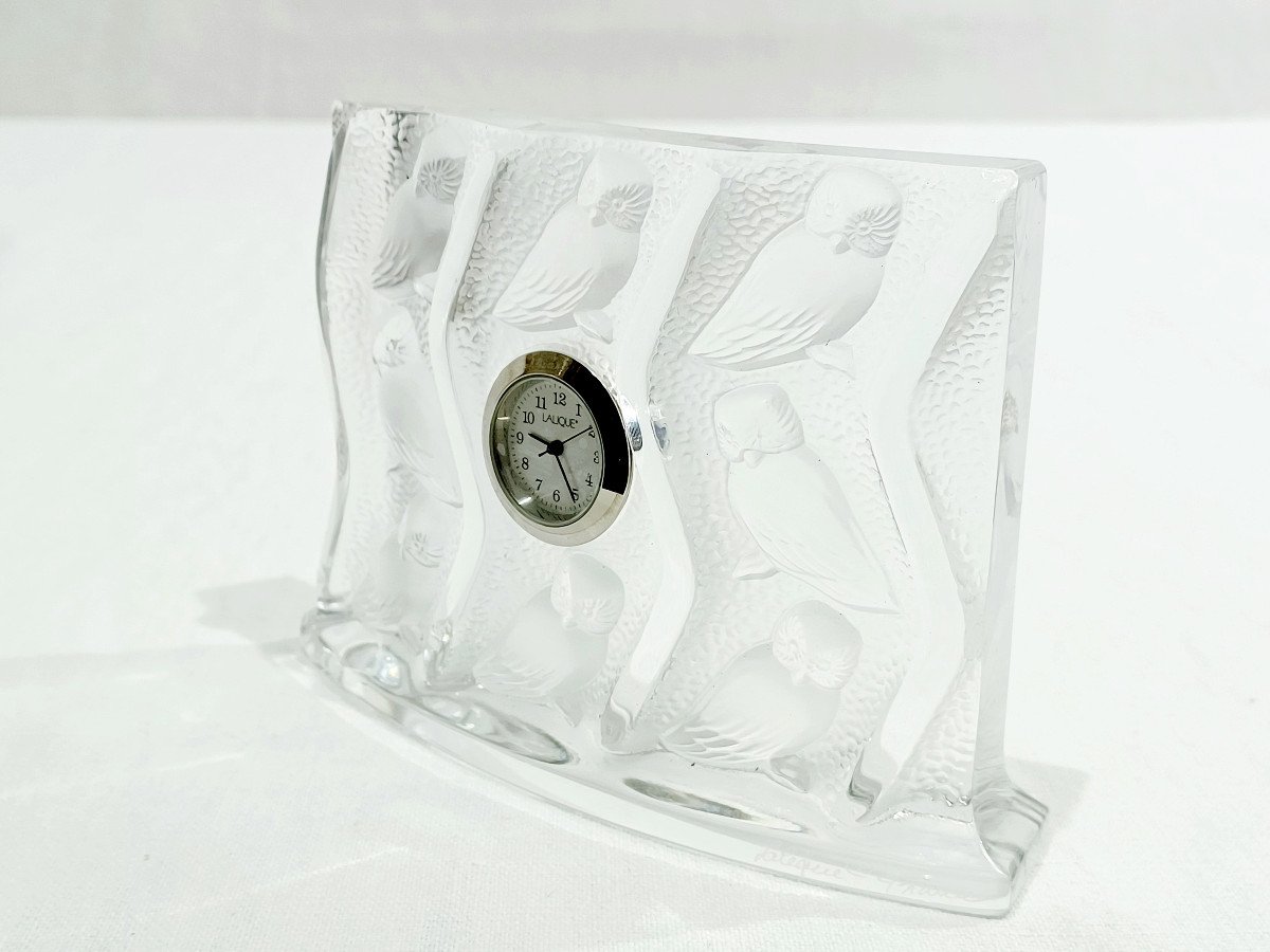 Lalique France - Crystal Table Clock "hulotte" Model-photo-2