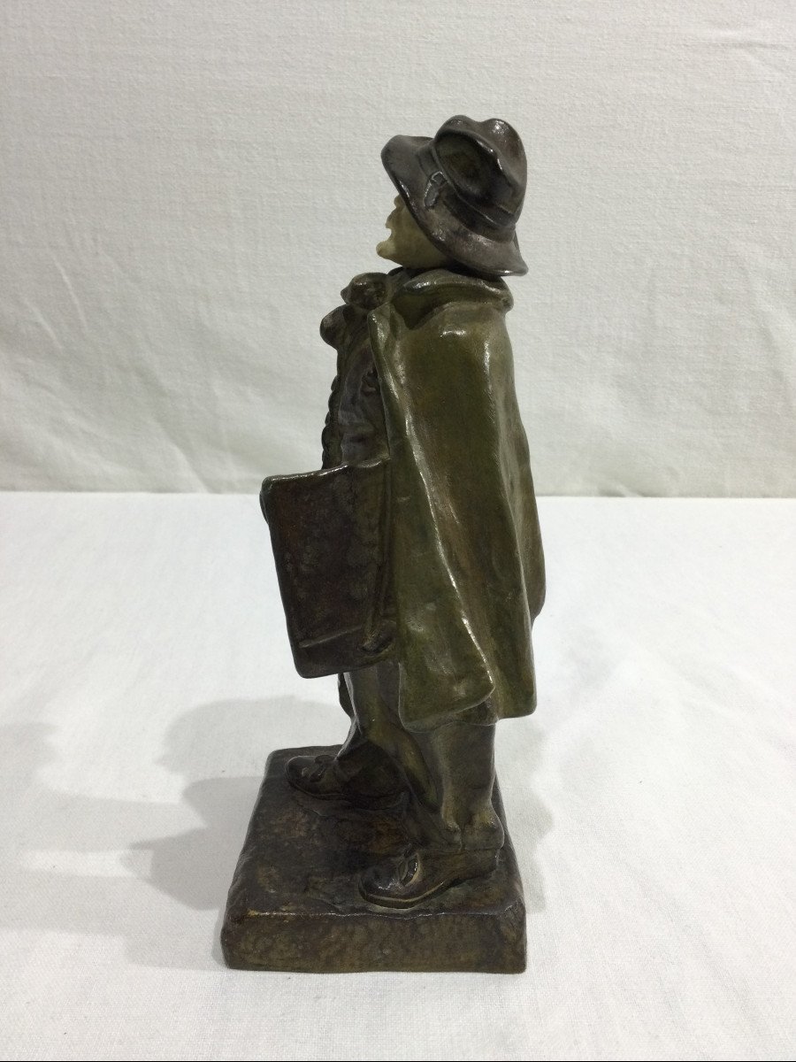 Victor Rousseau – Bronze And Ivory Sculpture “old Man In The Cape”-photo-3