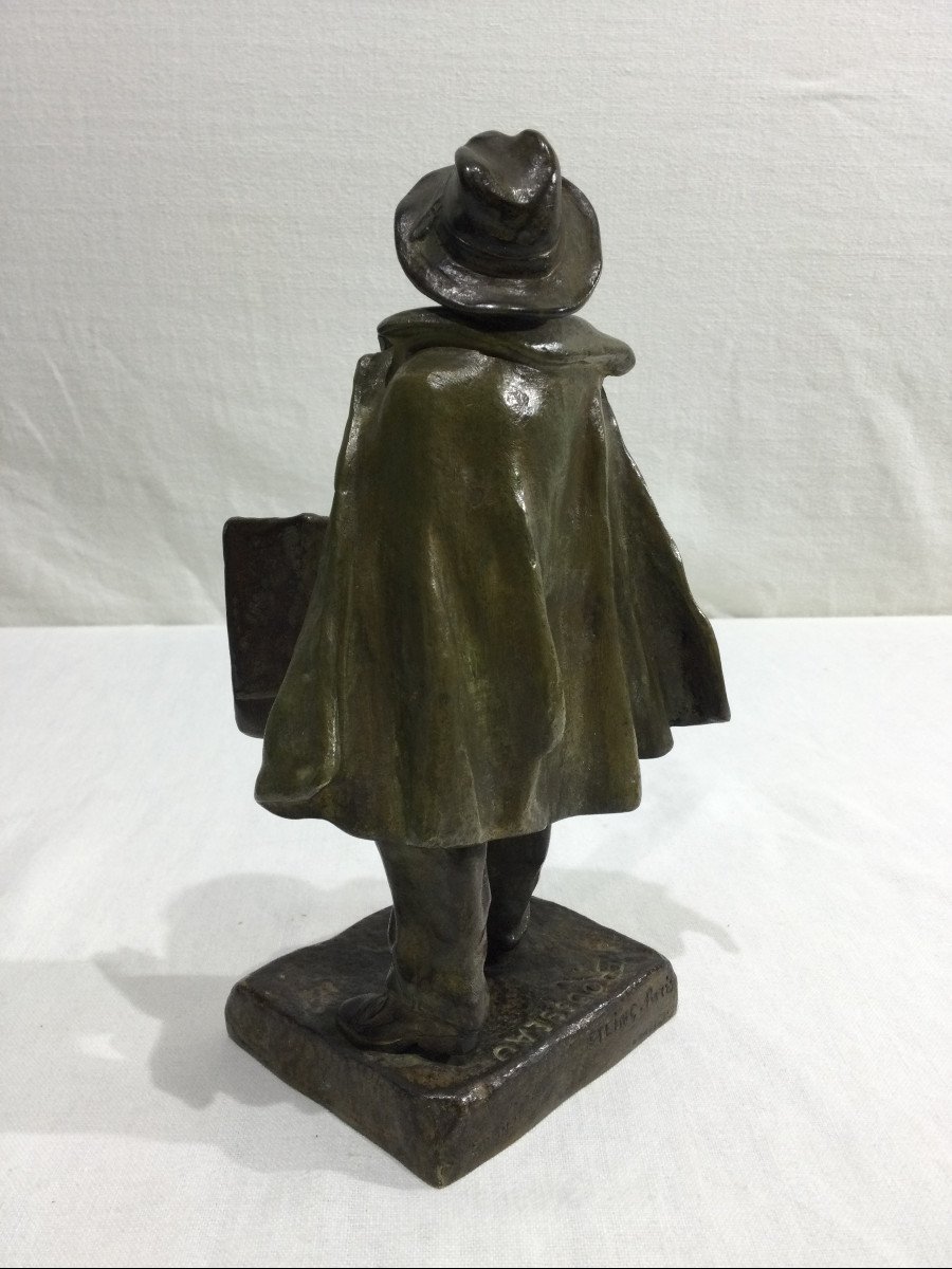 Victor Rousseau – Bronze And Ivory Sculpture “old Man In The Cape”-photo-4
