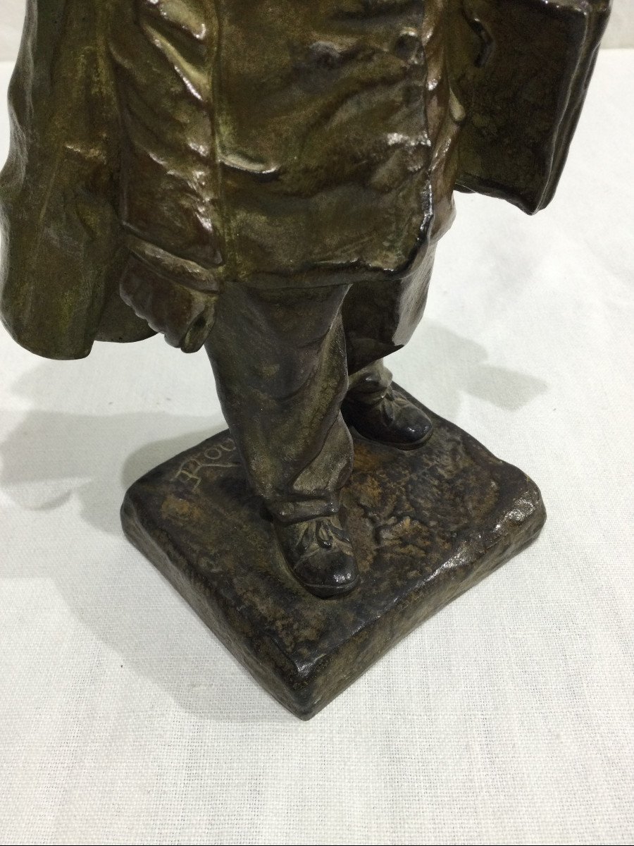 Victor Rousseau – Bronze And Ivory Sculpture “old Man In The Cape”-photo-5