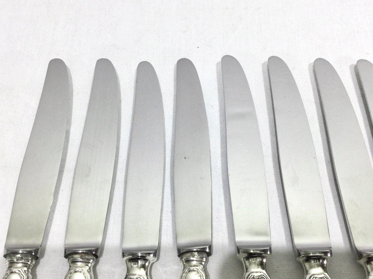 Ercuis – 12 Silver Metal Ribbon Knives-photo-4