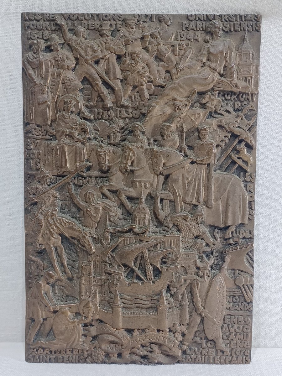 Raymond Delamarre – Bronze Plaque “notre Dame Revolutions”-photo-1