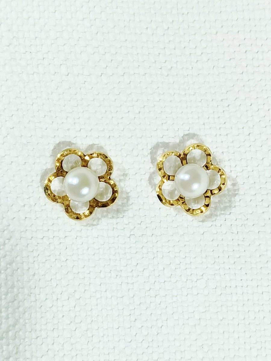 Pair Of Gold And Pearl Earrings -photo-5