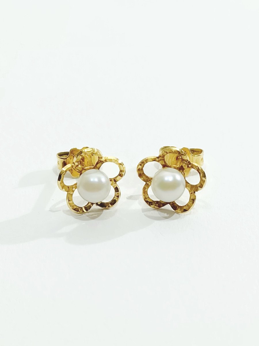 Pair Of Gold And Pearl Earrings 