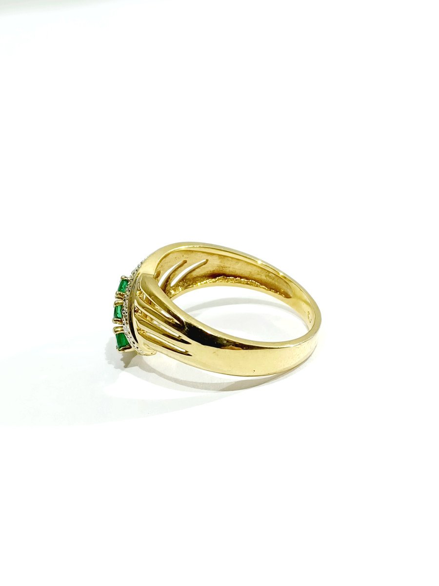 Ring In Yellow Gold, Diamonds And Emeralds -photo-4