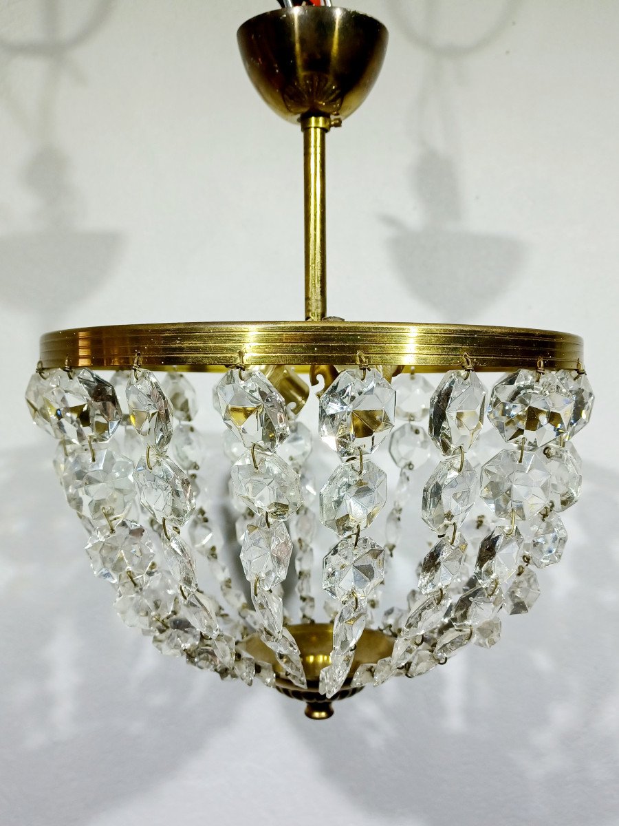 2-light Brass And Crystal Ceiling Light-photo-3