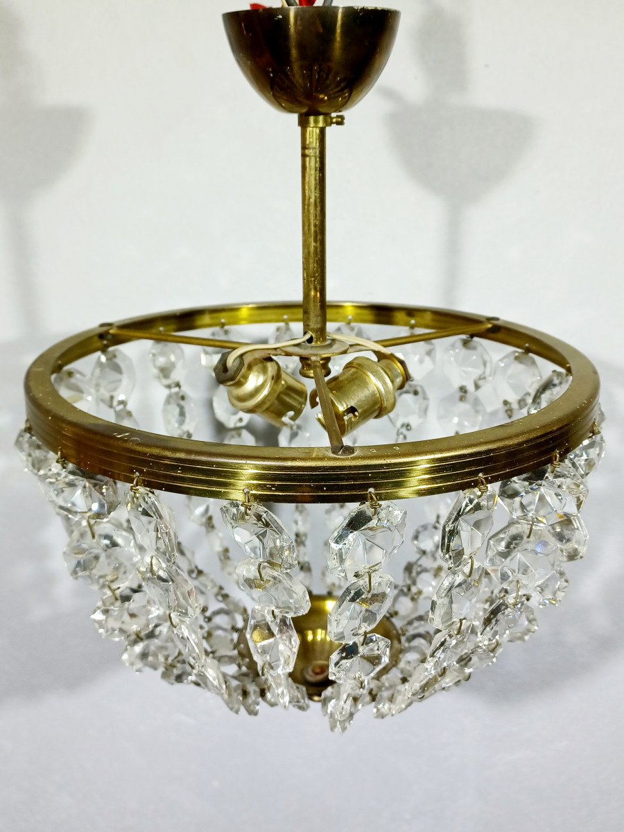 2-light Brass And Crystal Ceiling Light-photo-4
