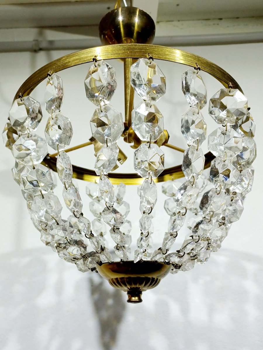 2-light Brass And Crystal Ceiling Light-photo-1
