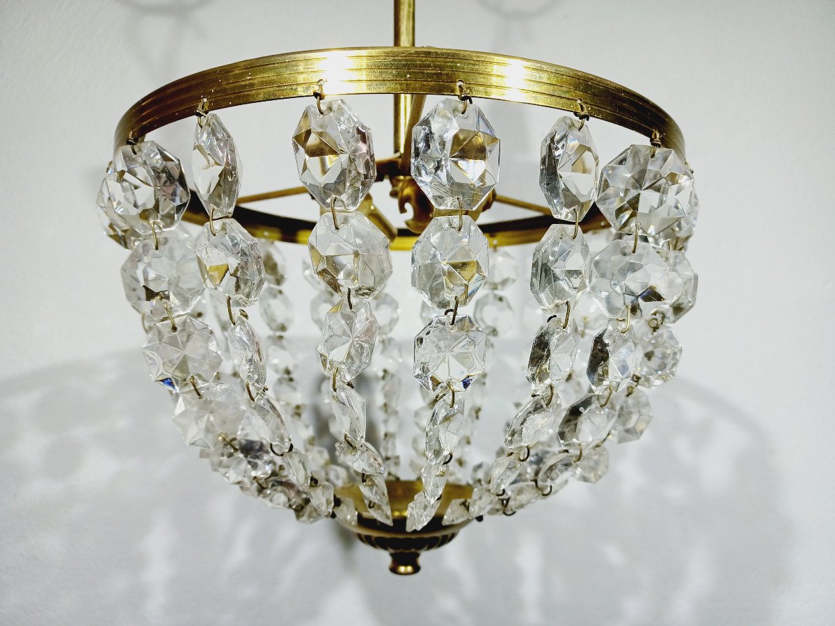 2-light Brass And Crystal Ceiling Light-photo-2