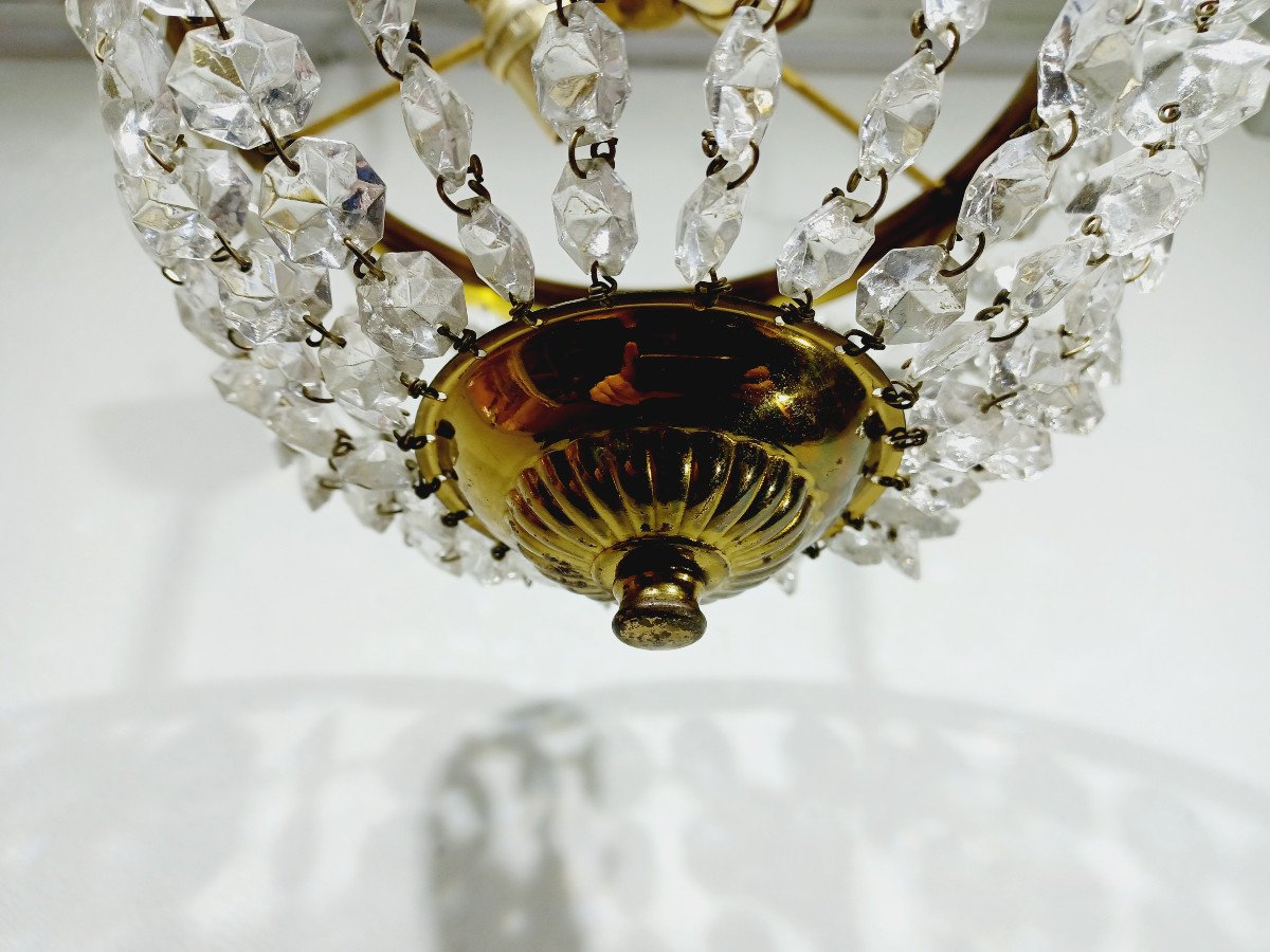 2-light Brass And Crystal Ceiling Light-photo-4
