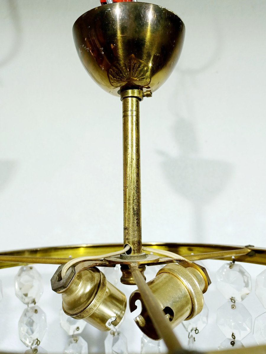 2-light Brass And Crystal Ceiling Light-photo-5