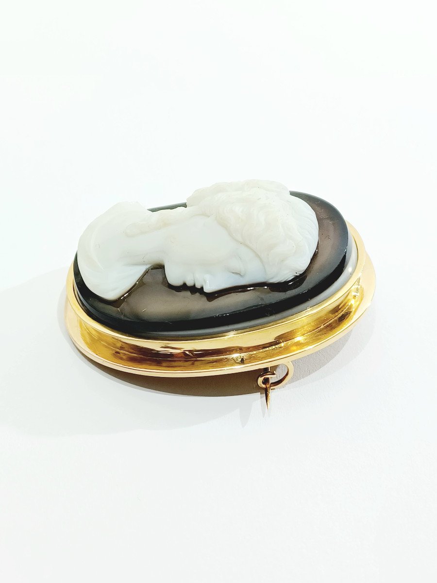 Gold And Agate Cameo Brooch-photo-2