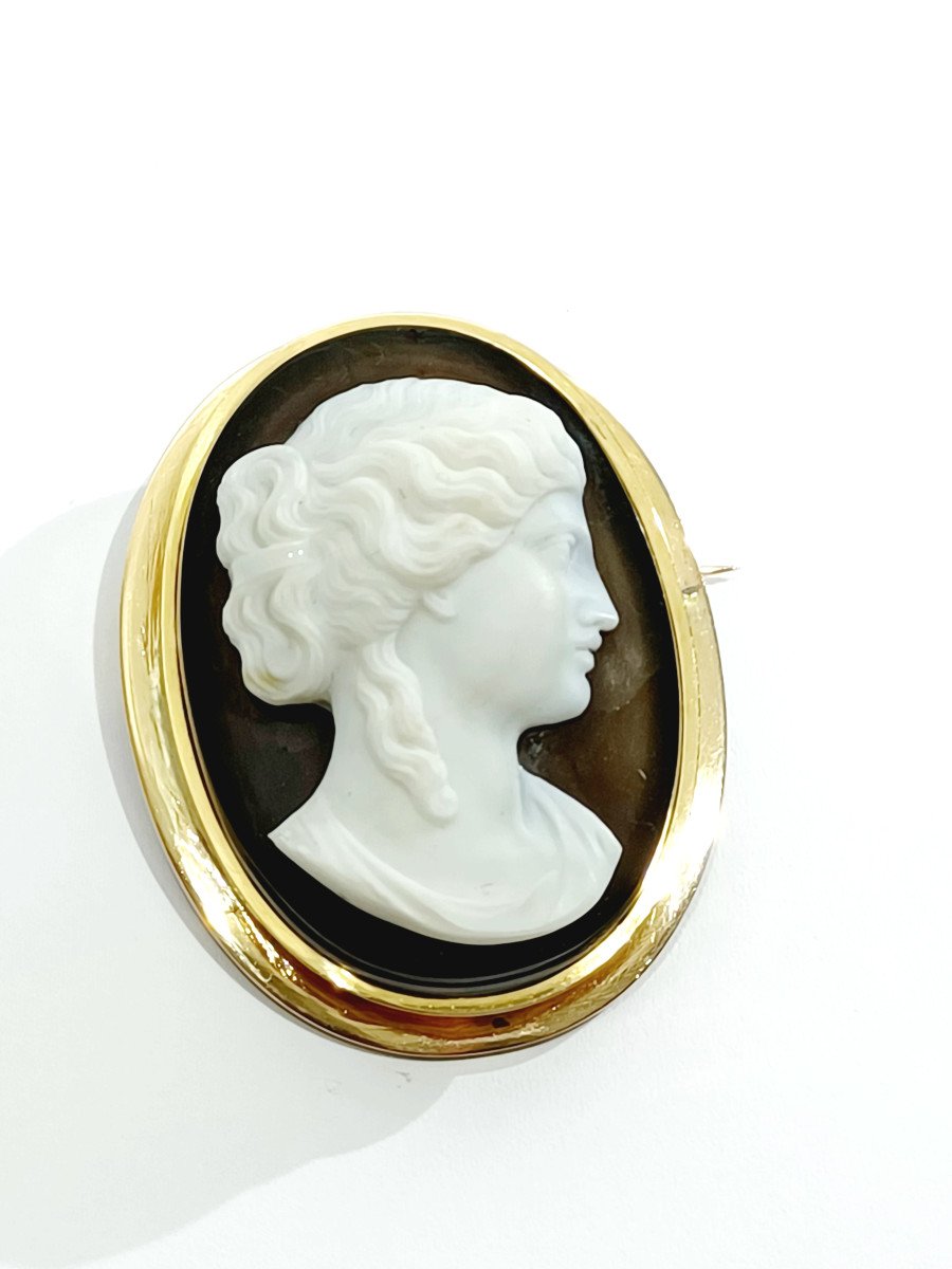 Gold And Agate Cameo Brooch-photo-4