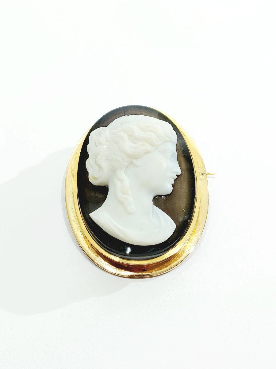 Gold And Agate Cameo Brooch