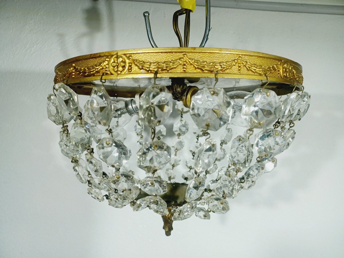 Bronze And Crystal Ceiling Light-photo-4