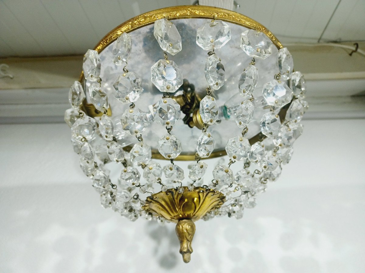 Bronze And Crystal Ceiling Light-photo-1