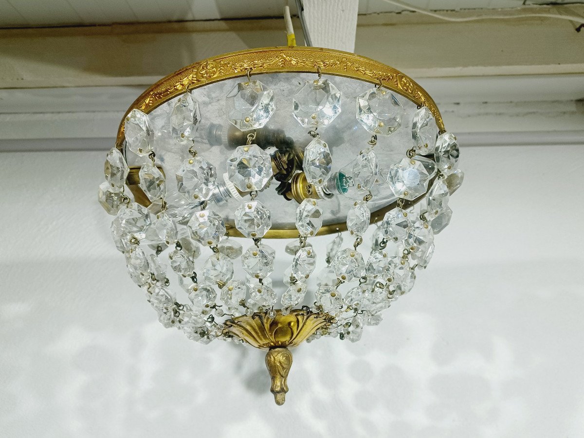 Bronze And Crystal Ceiling Light-photo-4