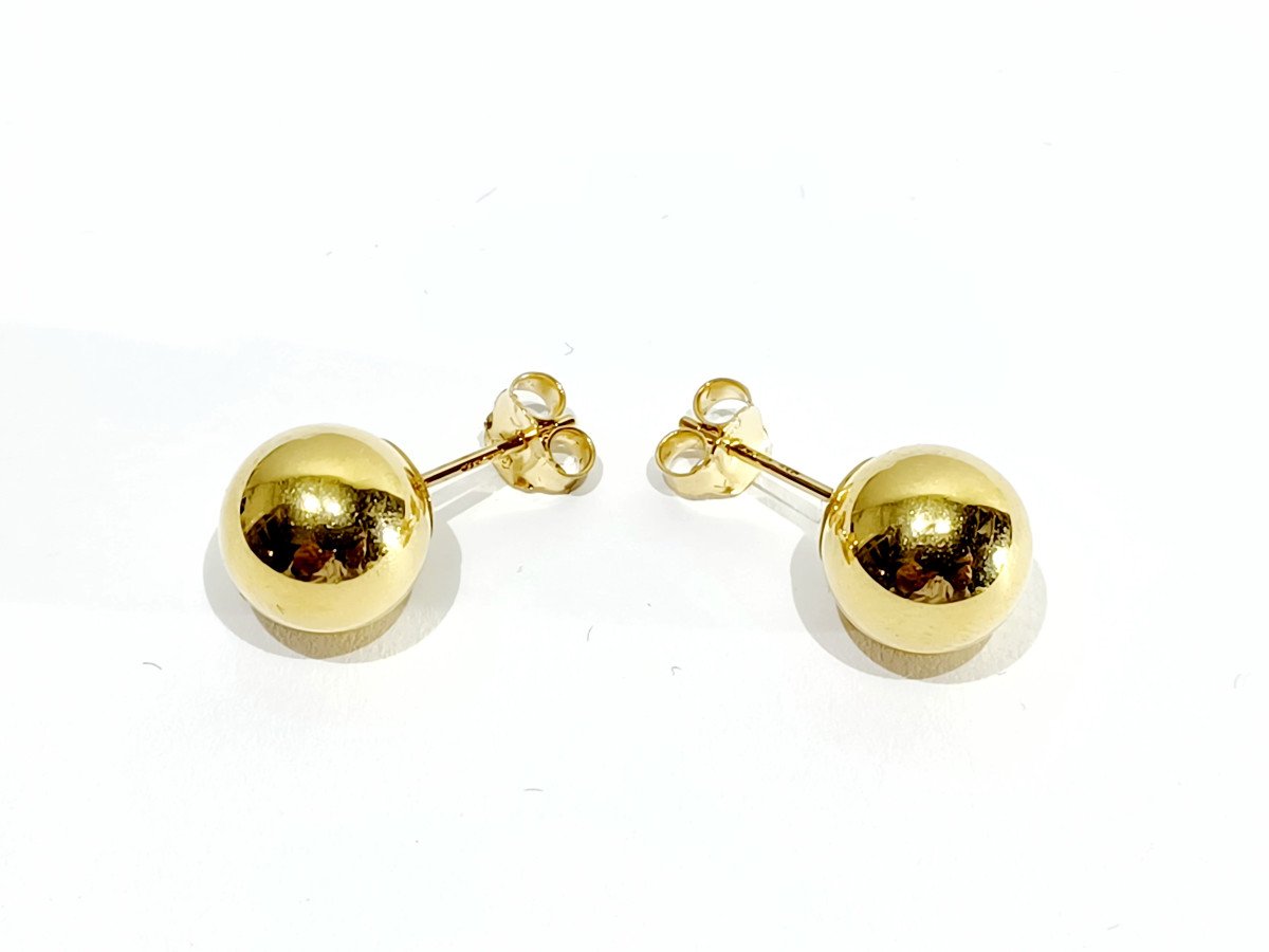 Paire De Boucles d'Oreilles « Boules » En Or -photo-3