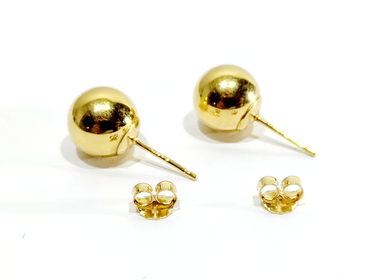 Paire De Boucles d'Oreilles « Boules » En Or -photo-4