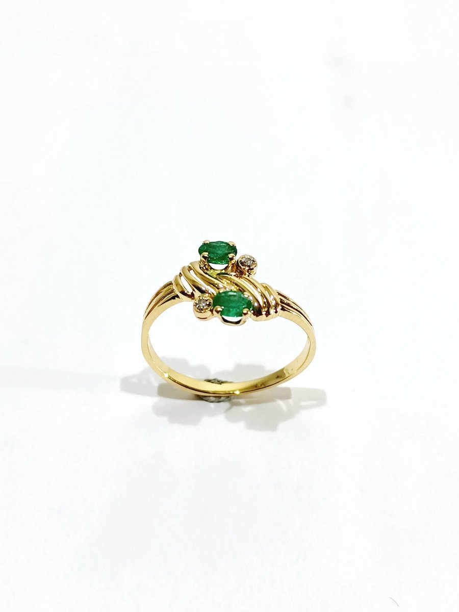 Toi Et Moi Gold Ring In Diamonds And Emeralds-photo-2