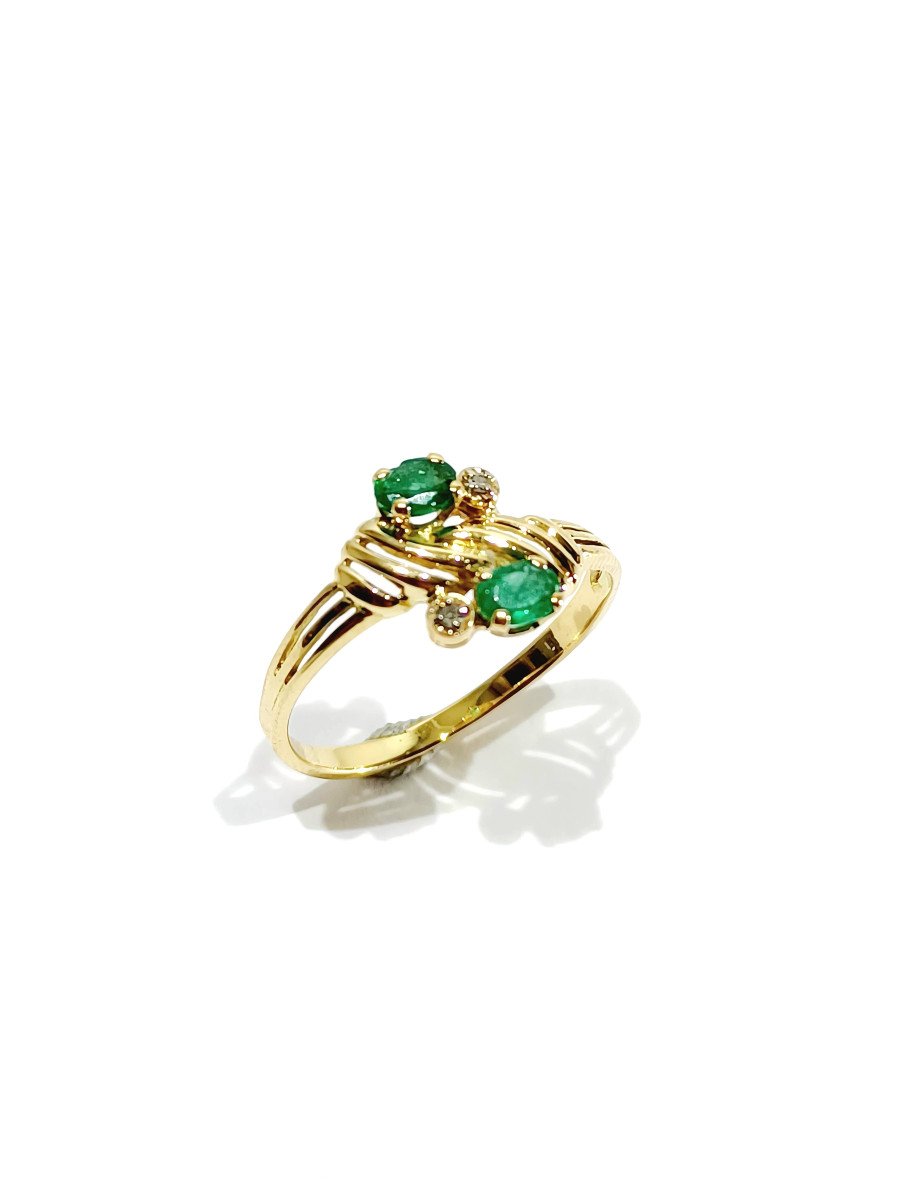 Toi Et Moi Gold Ring In Diamonds And Emeralds-photo-3