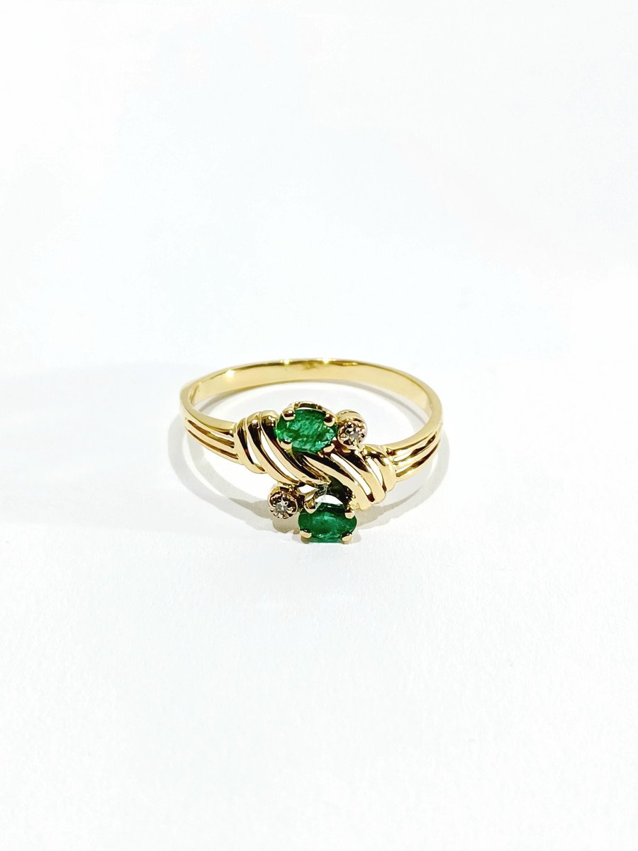 Toi Et Moi Gold Ring In Diamonds And Emeralds-photo-4