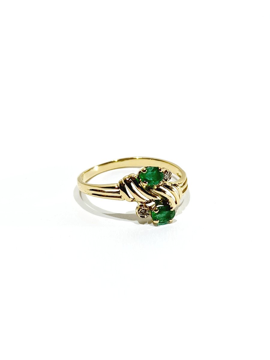 Toi Et Moi Gold Ring In Diamonds And Emeralds-photo-4