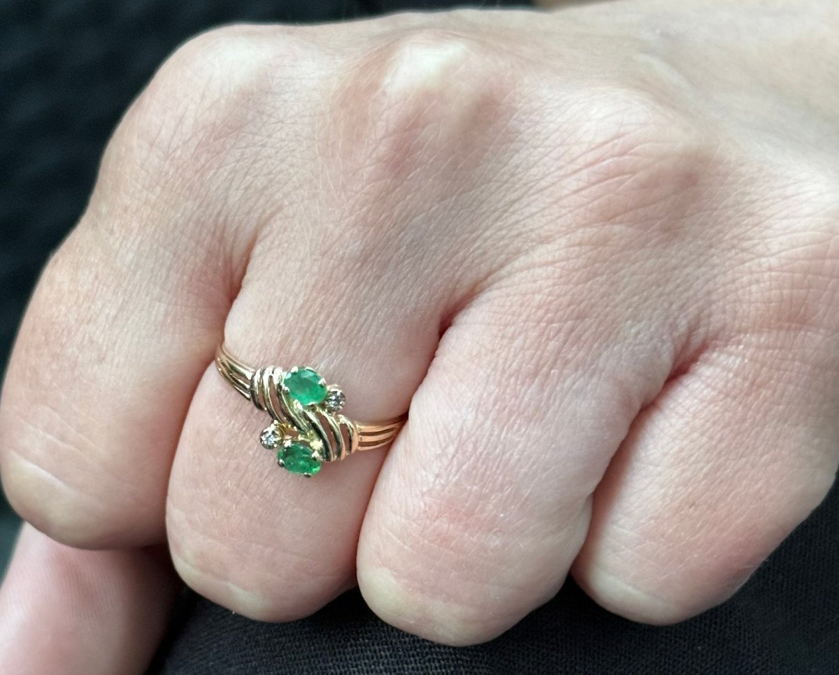 Toi Et Moi Gold Ring In Diamonds And Emeralds-photo-8