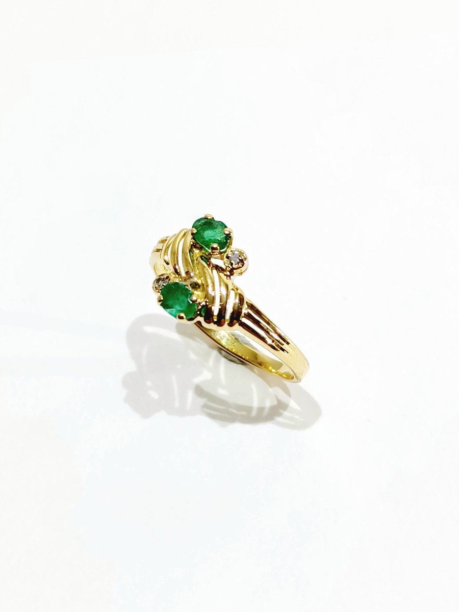 Toi Et Moi Gold Ring In Diamonds And Emeralds