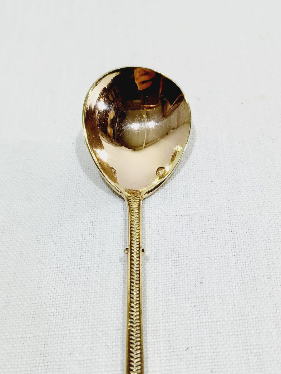 Hénin Et Cie – 12 Teaspoons With Russian Handle In Vermeil-photo-2