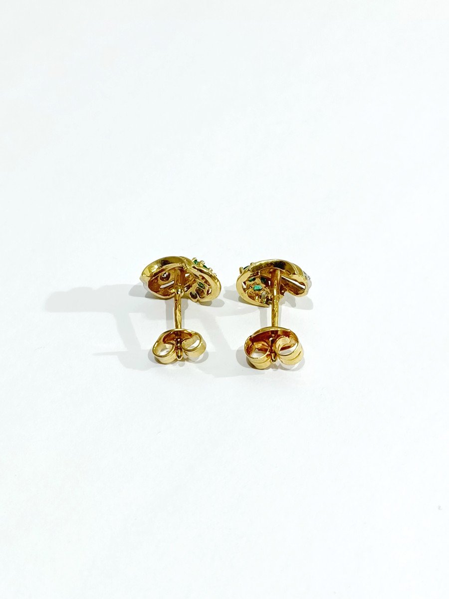 Paire De Boucles d&#039;Oreilles En Or Et Emeraudes -photo-4