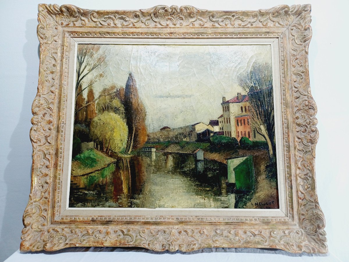 L Neillot - Oil On Canvas “the Seine At Meudon” -photo-3