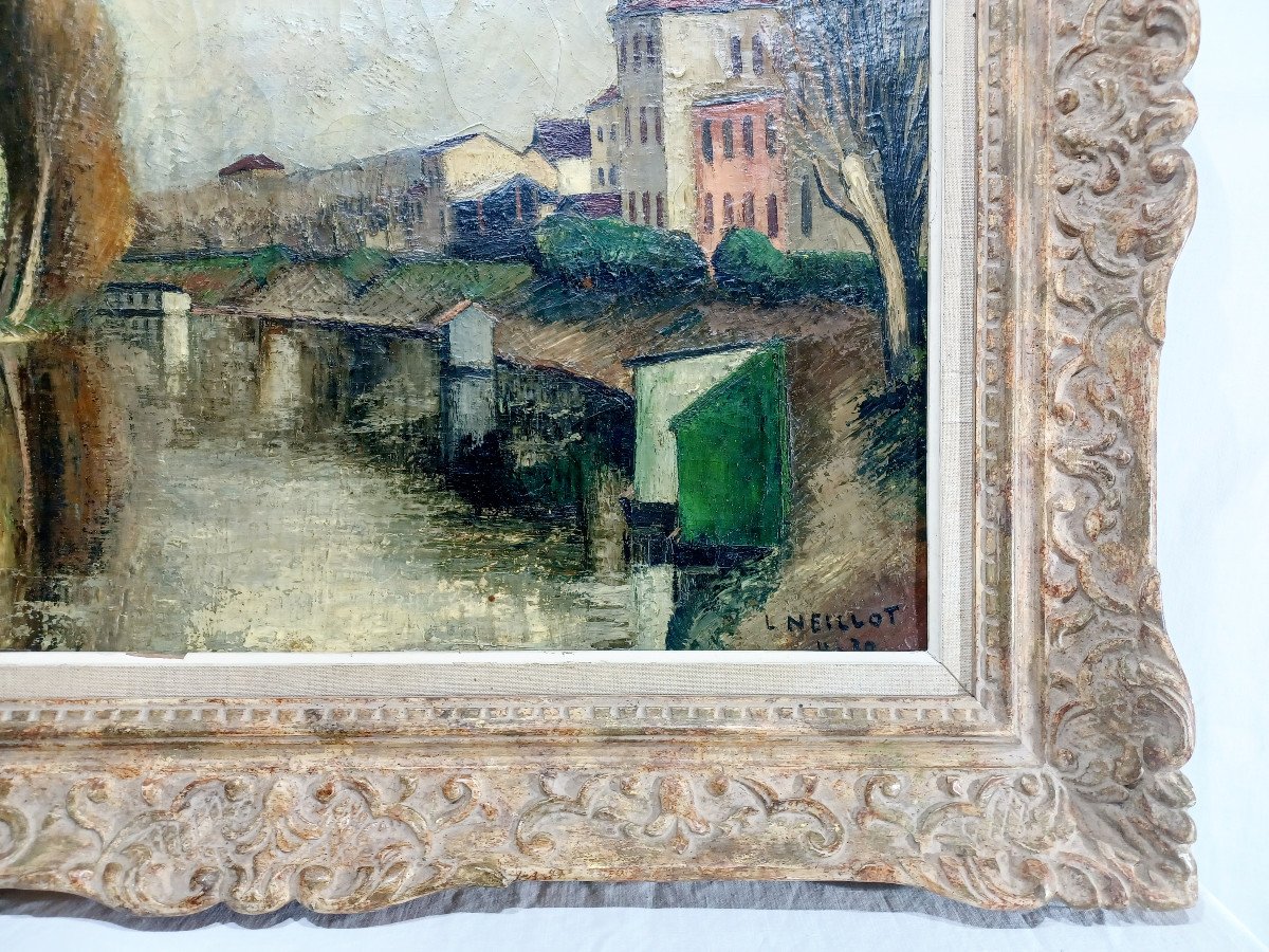 L Neillot - Oil On Canvas “the Seine At Meudon” -photo-2