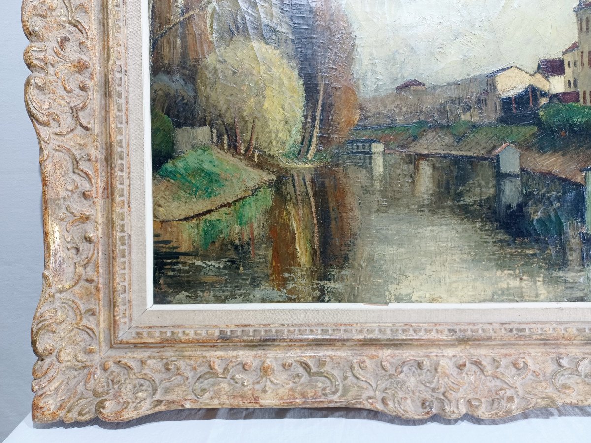 L Neillot - Oil On Canvas “the Seine At Meudon” -photo-3