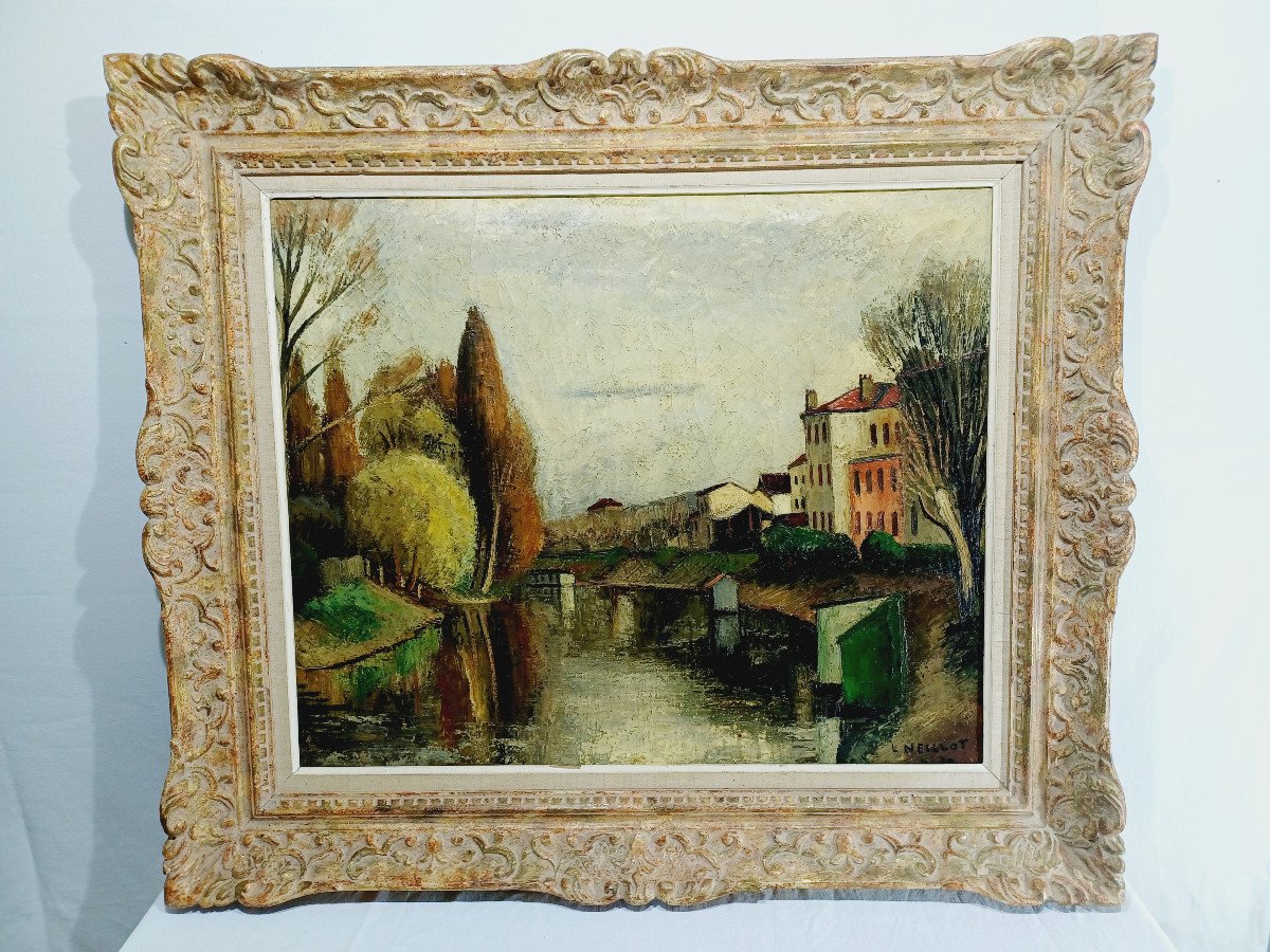 L Neillot - Oil On Canvas “the Seine At Meudon” 