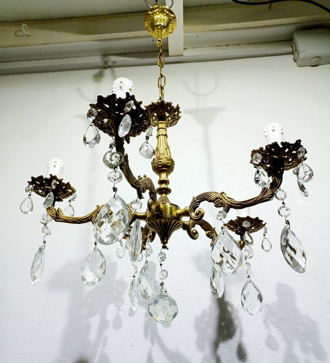 Louis XV 5-light Bronze And Brass Chandelier-photo-2